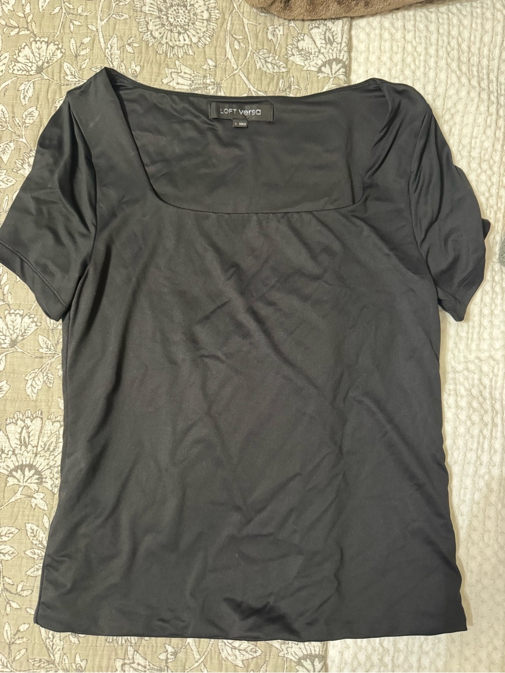 LOFT Versa Black Square-Neck Short Sleeve Tee